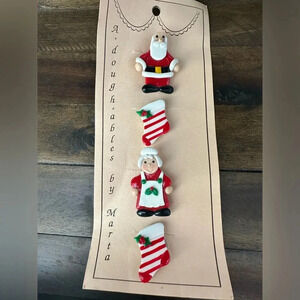 Vintage Christmas Santa Mrs. Claus Button Covers classy fun attire